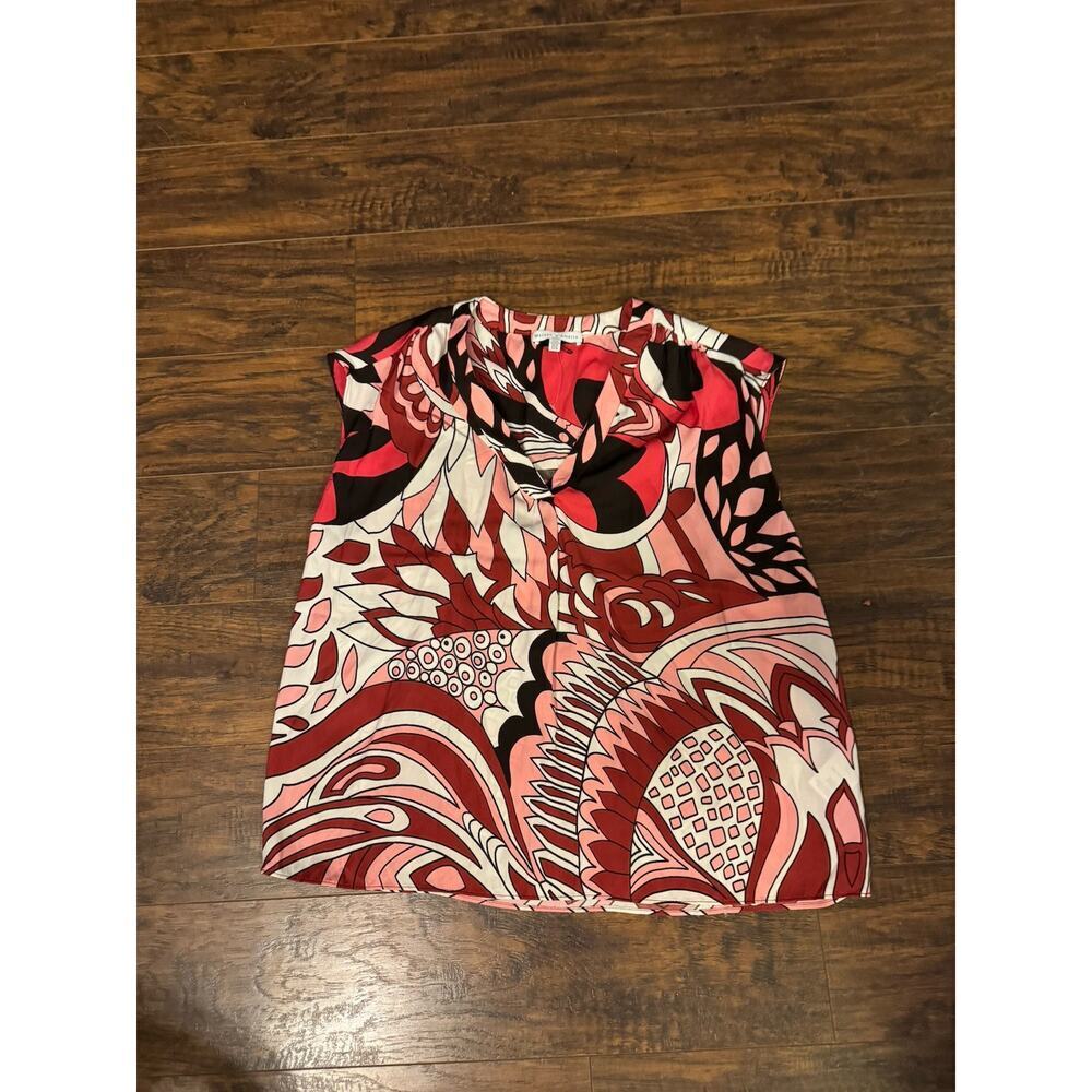 Maison d'Amelie Sleeveless Paris Top Red Multi Color Size XS